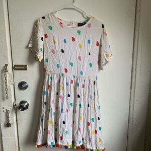 Lazy Oaf Mini Dress with Pom Pom Hem